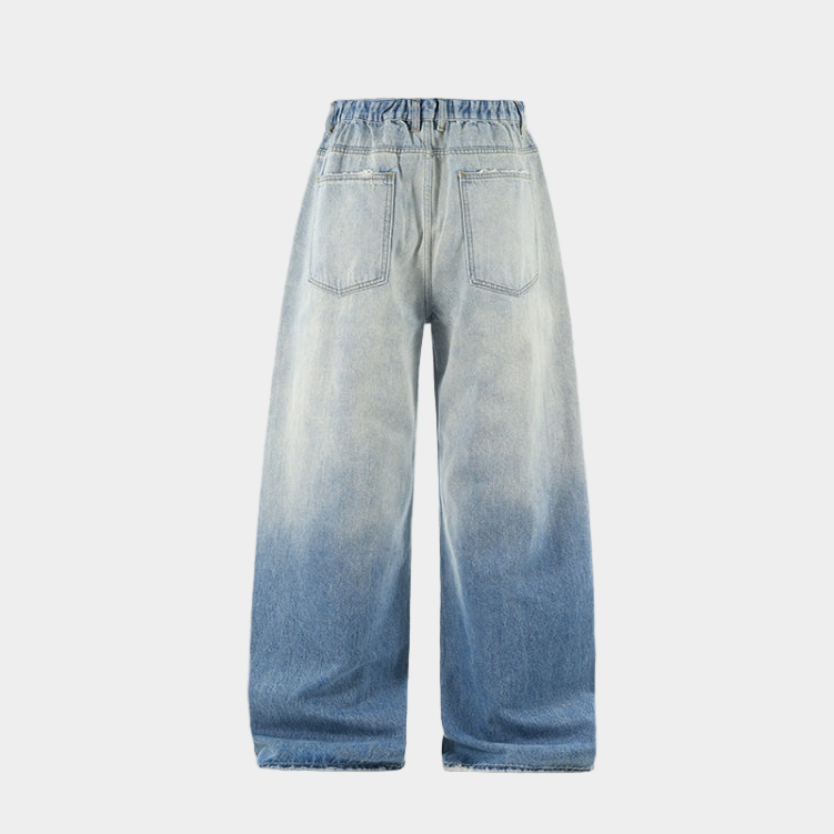 White Washed Baggy Jeans - Grey / Blue