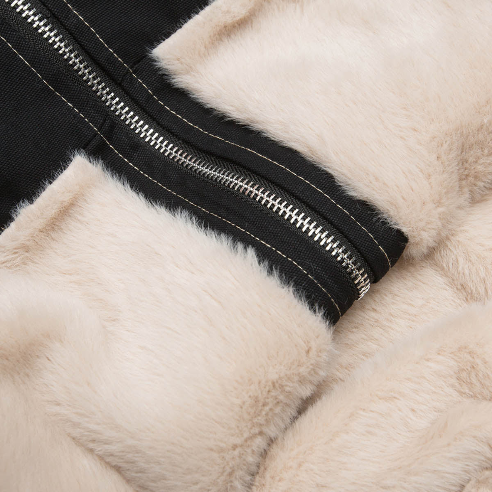 Hooded Faux Fur Bomber - Grey