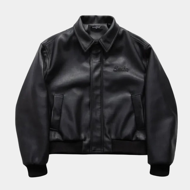 NEWGRMTNS x Sade Faux Leather Bomber Jacket