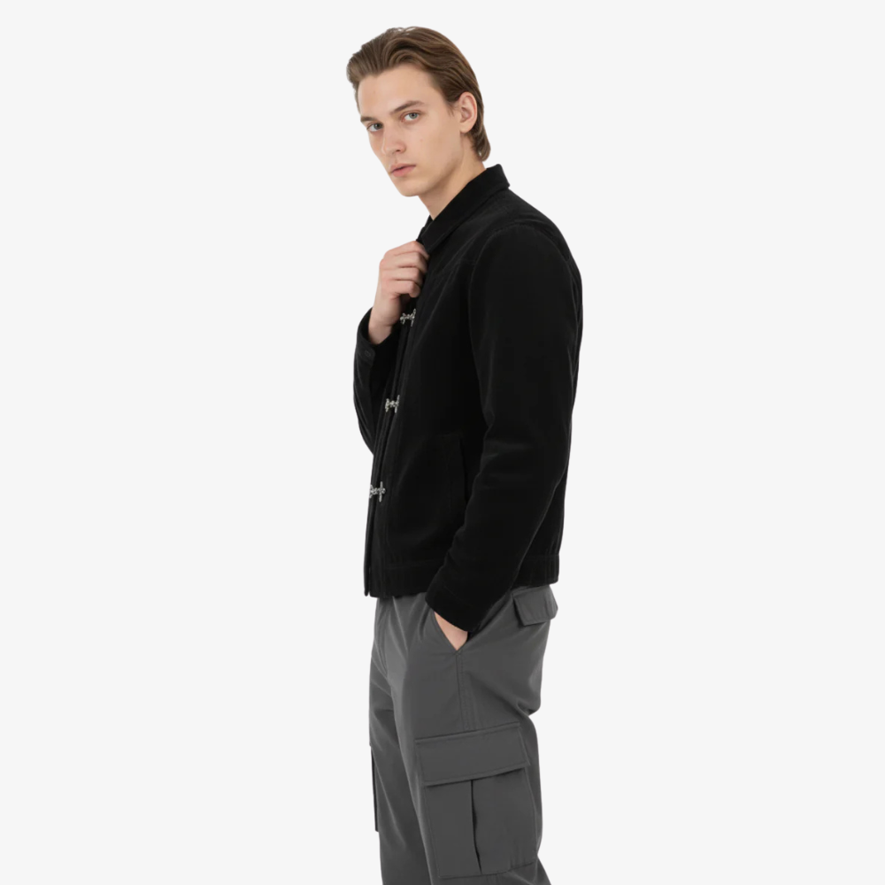 Retro Unique Metal Button Suede Lapel Bomber Jacket