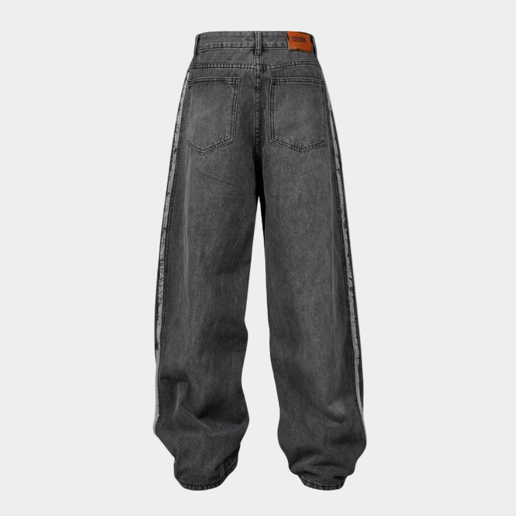 Washed Distressed Baggy Jeans - Blue