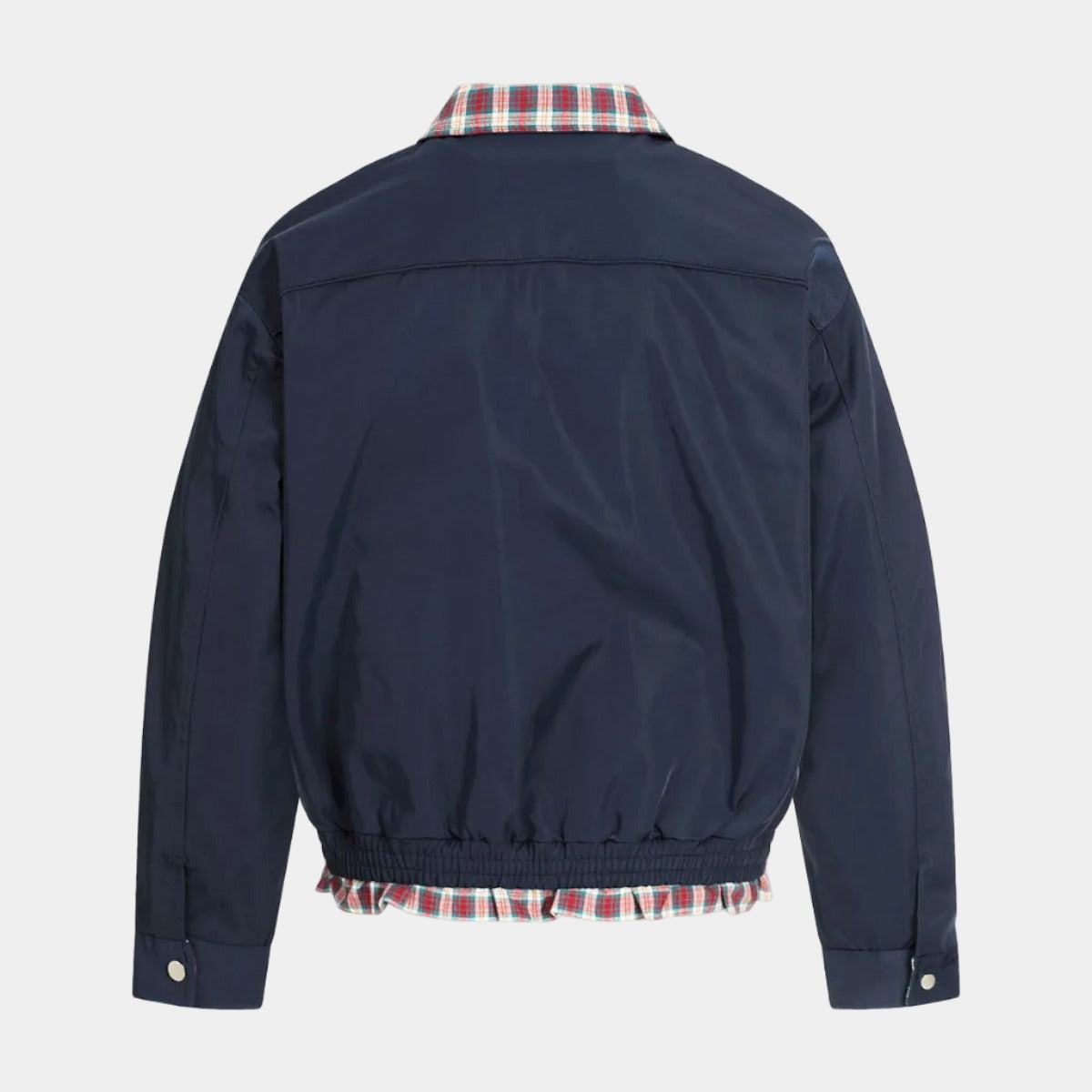 Faux Two-Piece Plaid Layered Workwear Jacket