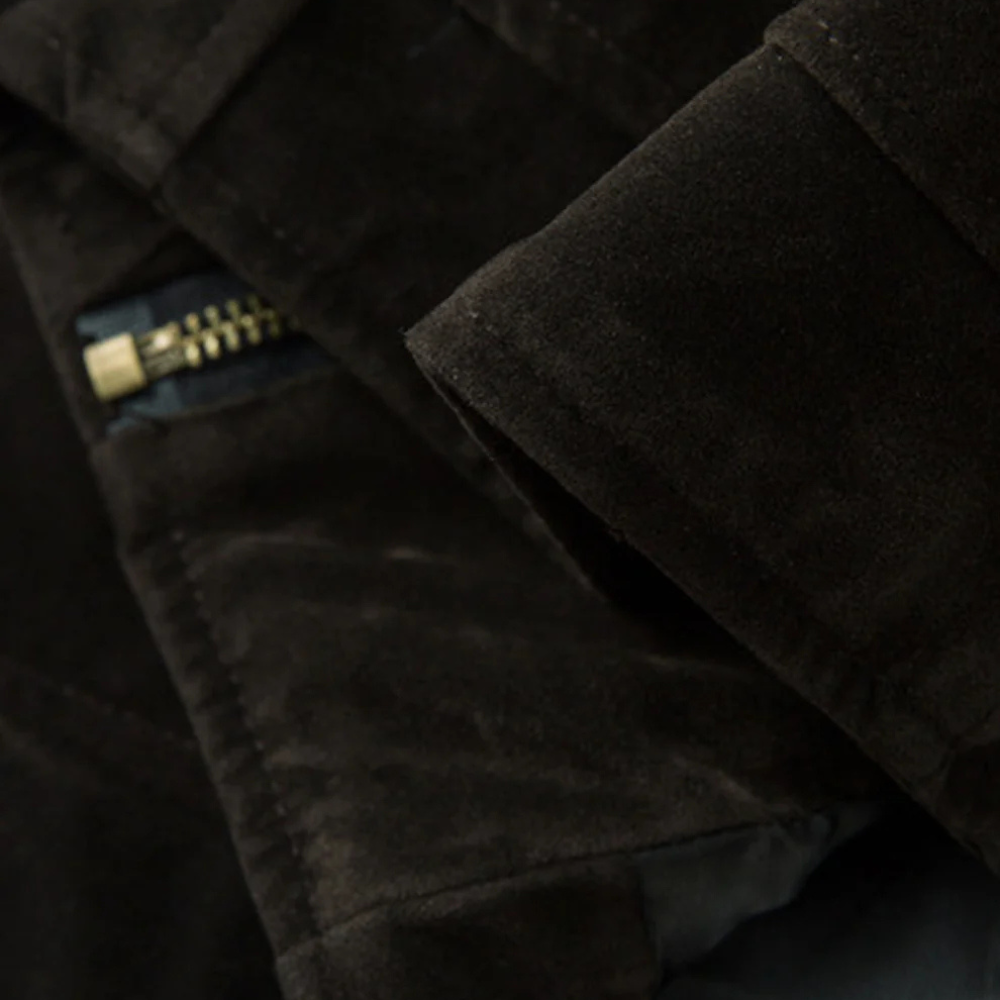 Retro Unique Metal Button Suede Lapel Bomber Jacket