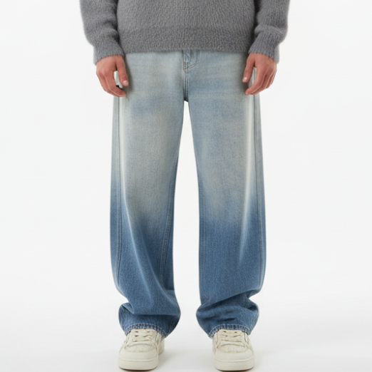 White Washed Baggy Jeans - Grey / Blue
