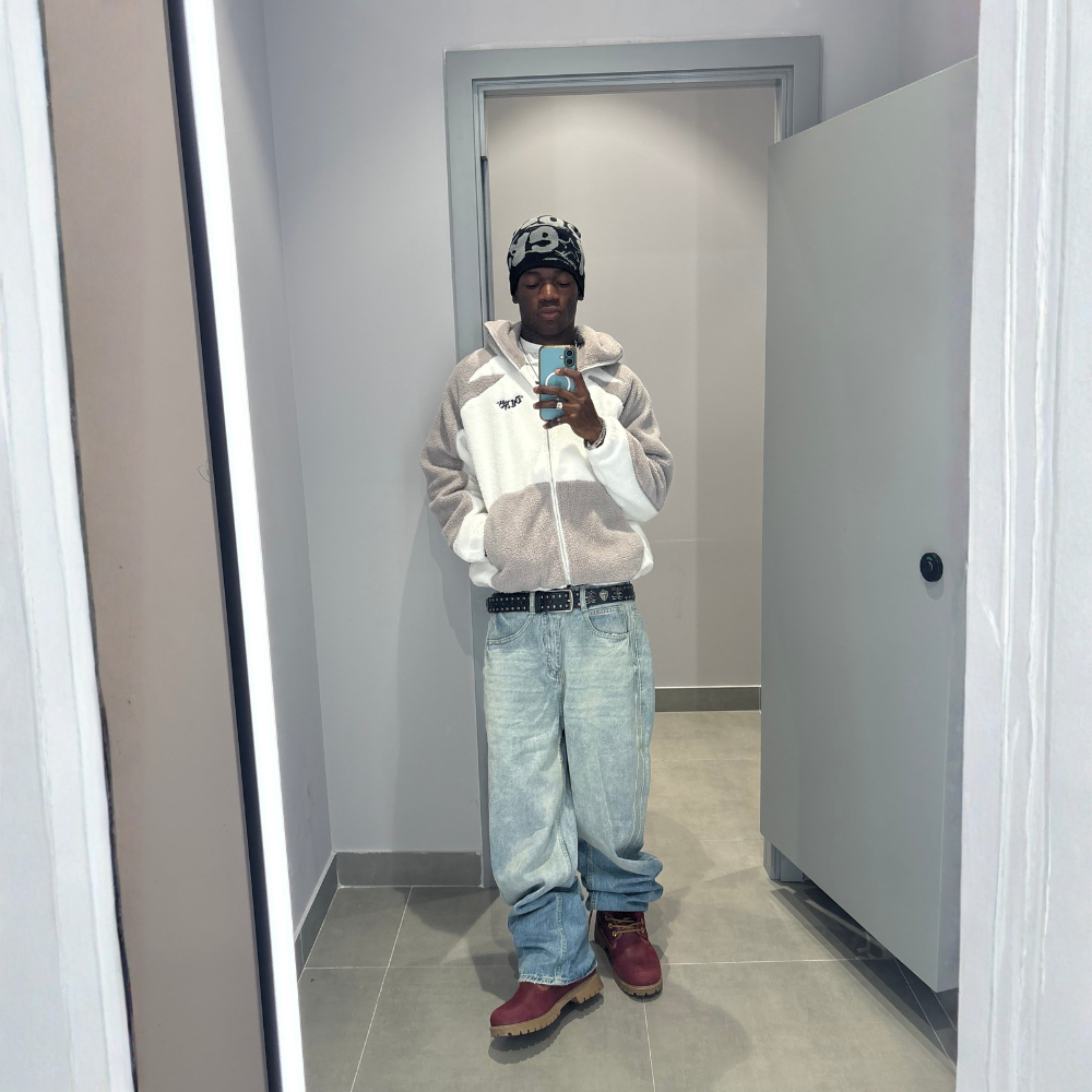 White Washed Baggy Jeans - Grey / Blue