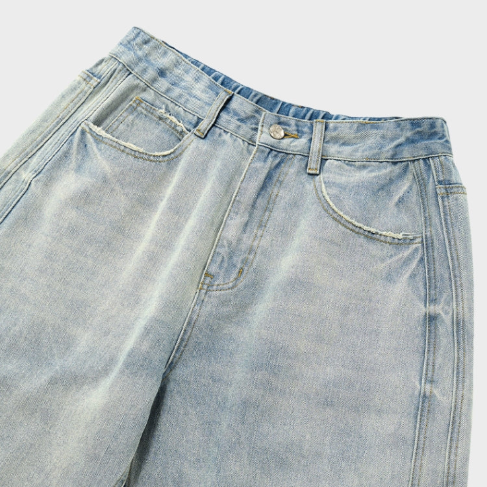 White Washed Baggy Jeans - Grey / Blue