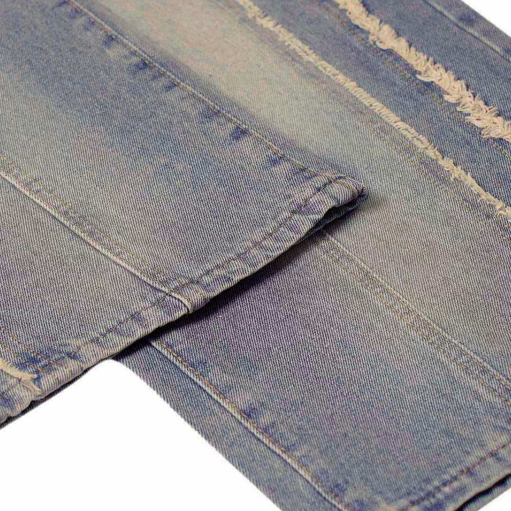 Washed Distressed Baggy Jeans - Blue