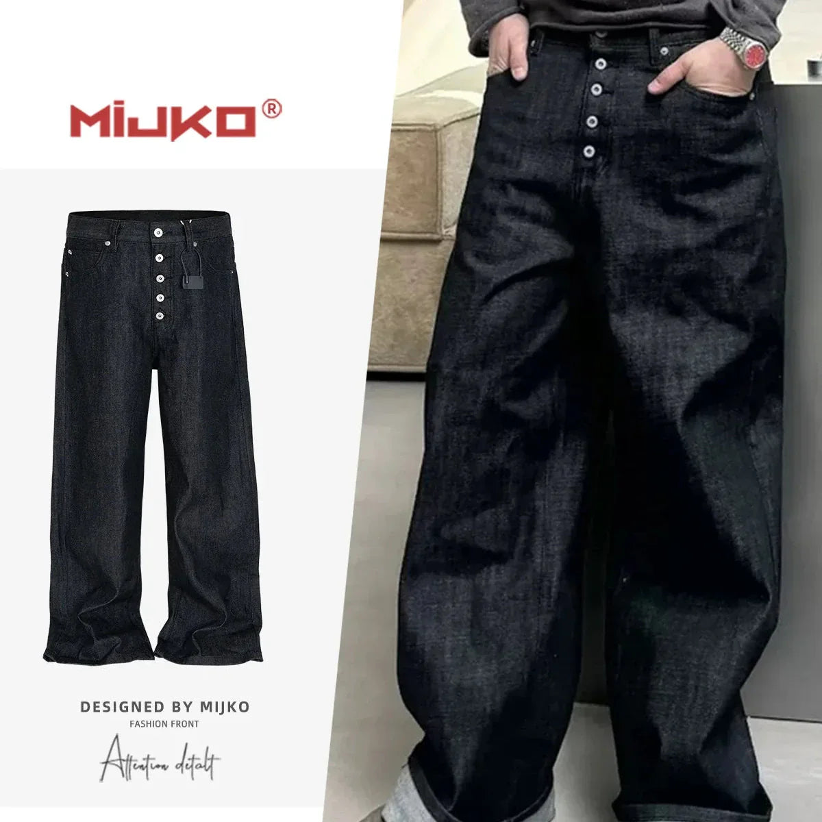 Denim Baggy Pants - Black